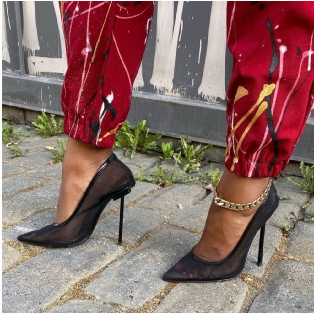 Elegant Black Mesh Stiletto Heels